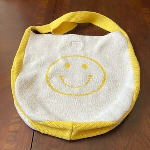 yllw smiling face knit shoulder bag yellow & white cute